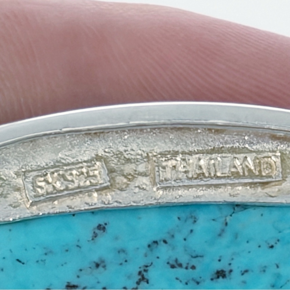 Chunky Large Vintage Southwest Boho Sterling Silver 925 Turquoise Pendant - Picture 8 of 11